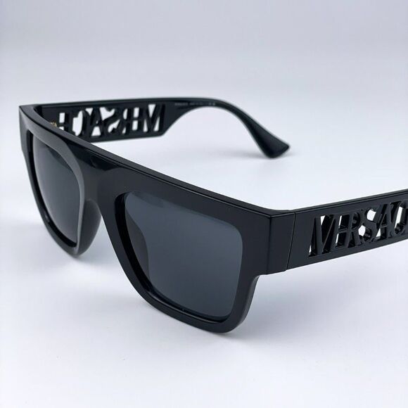 NEW Versace VE4430U GB1/87 Black Dark Grey Frame Logo Square Men Sunglasses - Picture 7 of 13